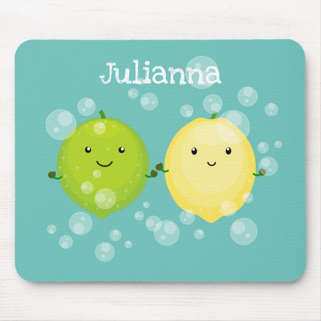 Cute lemon lime friends cartoon illustration mouse mat (Front)