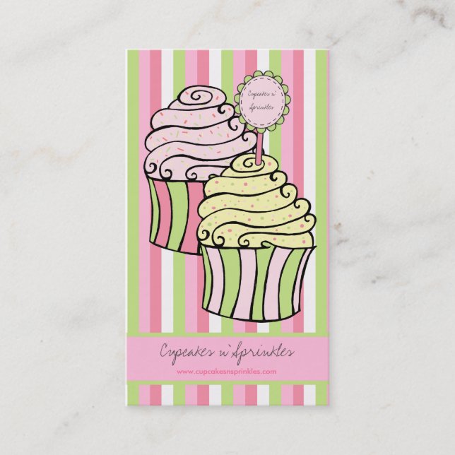 Cute Lemon Lime & Pink  Cupcakes Business Cards (Front)
