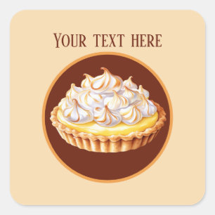 Cute Lemon Meringue Pie add message Square Sticker