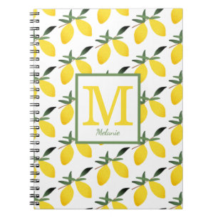 Cute Lemon Monogram Name  Notebook