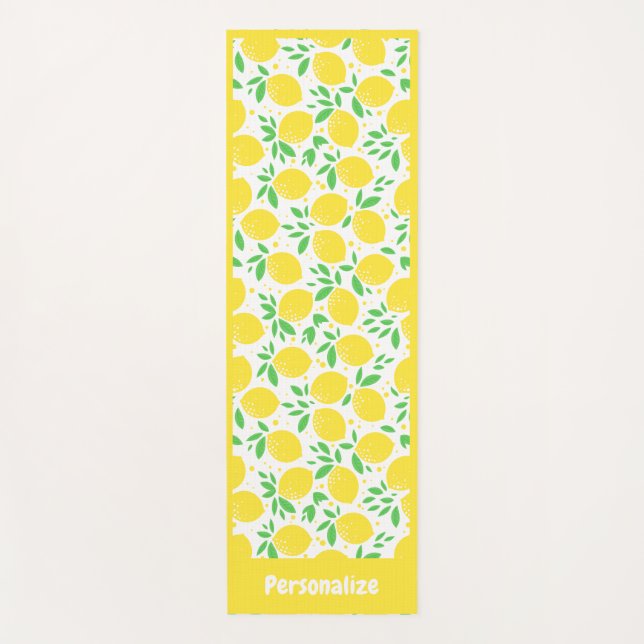 Cute Lemon Pattern Fruit Orchard Zen Yoga Namaste Mat (Front)