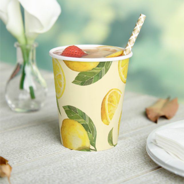 Cute Lemon Pattern Paper Cups (Insitu)