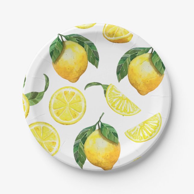 Cute Lemon Pattern Paper Plates (Front)