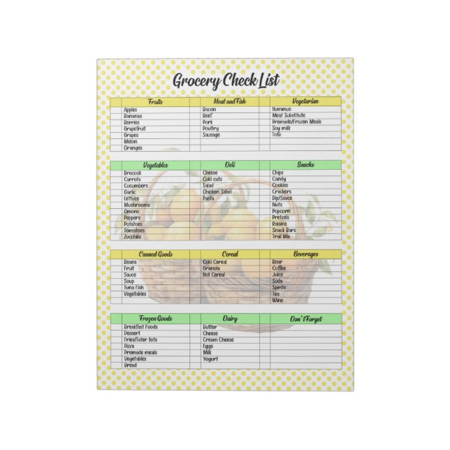  Cute Lemon Pie Grocery List Notepad (Rotated)