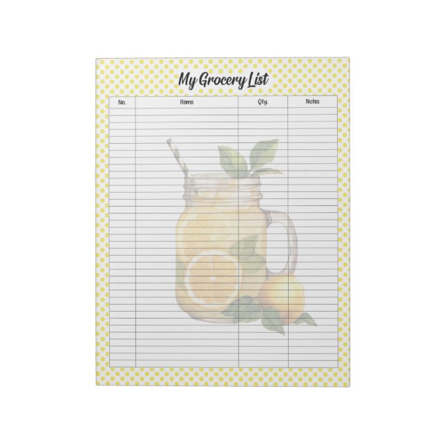  Cute Lemon Pie Grocery List  Notepad (Rotated)