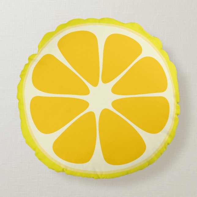 Cute Lemon Slice Citrus Fruit Funny Foodie Fun Round Cushion (Front)
