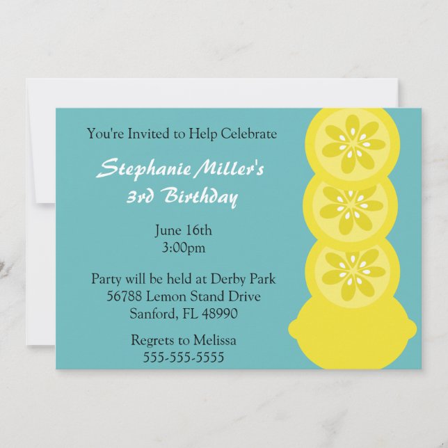 Cute Lemon Slice Summer Party Invitation (Front)