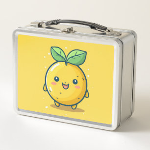 Cute lemon themed metal lunch box