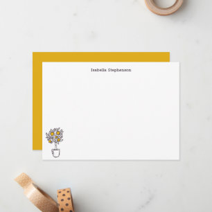 Cute Lemon Tree Doodle Botanical White Yellow Card