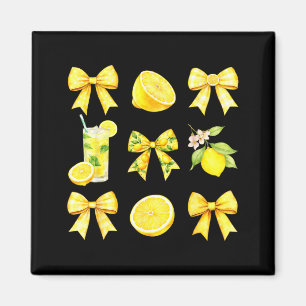 Cute Lemon Tropical Fruits Coquette Bow Summer Magnet