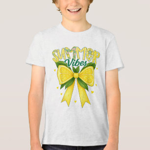 Cute Lemon Tropical Fruits Coquette Bows Summer Vi Tri-Blend Shirt
