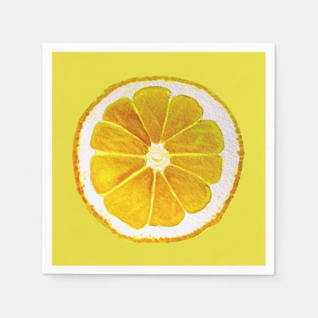 Cute lemon watercolor illustration fruit art napkin (Front)