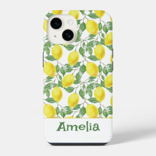 Cute lemon yellow pattern name iPhone 14 case