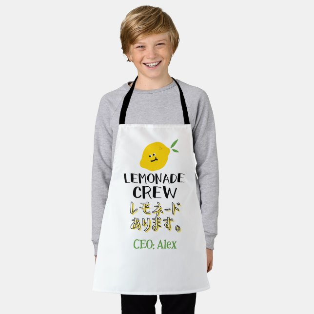 Cute Lemonade Crew Kawaii Yellow Lemon Apron (Worn)