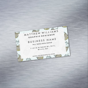 Cute Lemonade Mason Jar Summer Drink Teal Pattern Magnetic Business Card