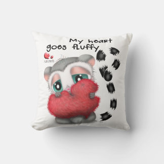 Cute Lemur Hugging big Plush Heart Cushion