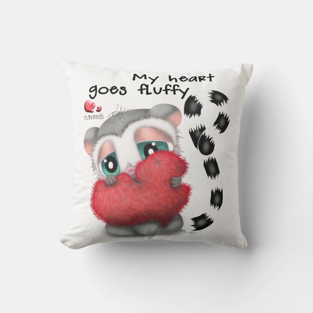 Cute Lemur Hugging big Plush Heart Cushion (Front)