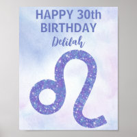 Cute Leo Astrology Custom Purple Birthday Party