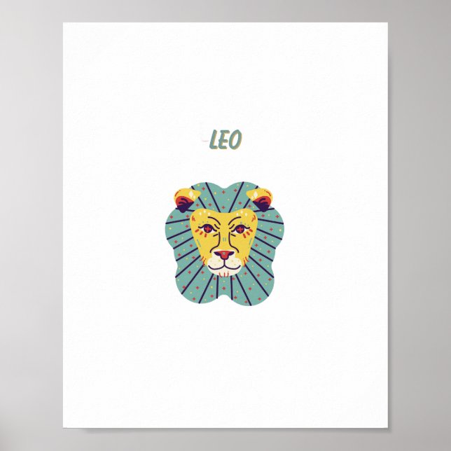 Cute Leo, zodiac, star sign print (Front)