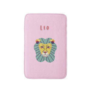 Cute Leo, zodiac, star sign print Bath Mat