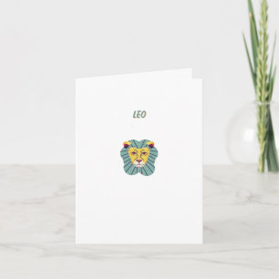 Cute Leo, zodiac, star sign print Card