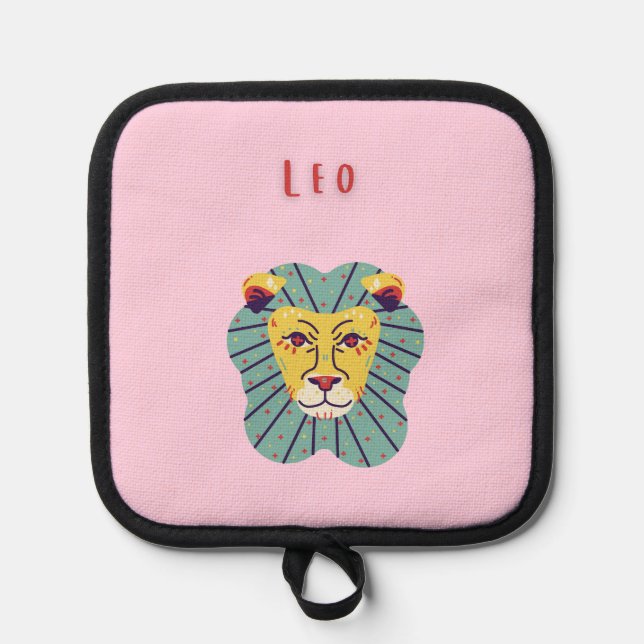 Cute Leo, zodiac, star sign print Pot Holder (Front)
