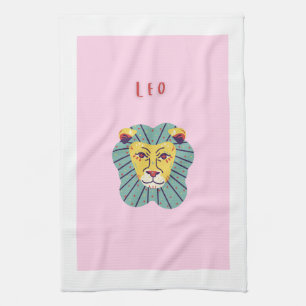 Cute Leo, zodiac, star sign print Tea Towel