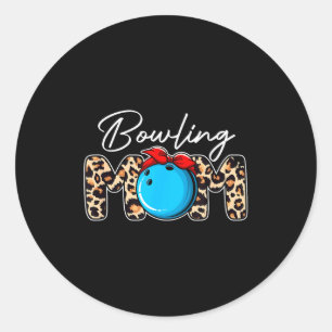 Cute leopard bowling mum mama sport lover mother's classic round sticker