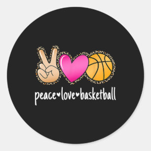 Cute Leopard Boys Girls Sketll Peace Love Sketll Classic Round Sticker