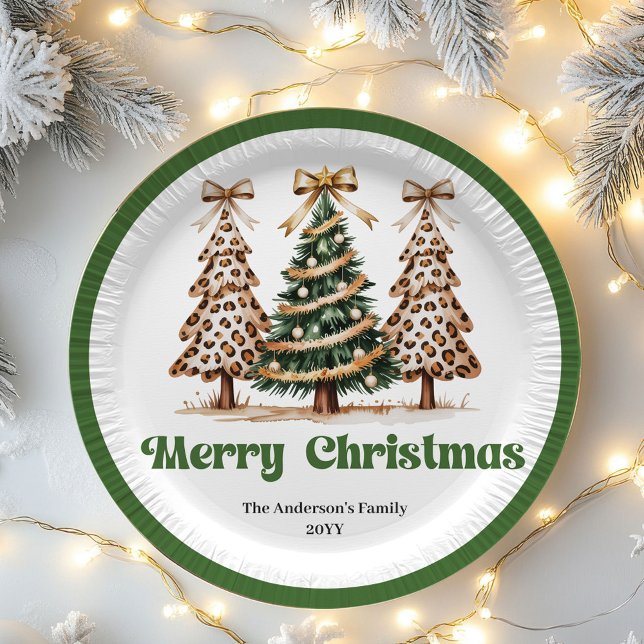 Cute Leopard Christmas Tree Editable Paper Plates (Cute Leopard Christmas Tree Editable Paper Plates)