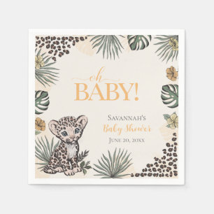 Cute Leopard Cub Yellow Baby Shower Napkin