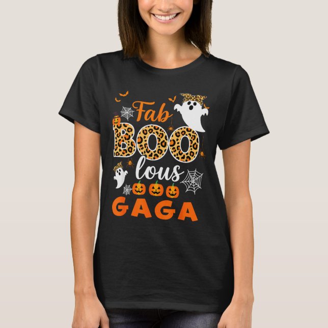 Cute Leopard Fab Boo Lous Gaga Soky Halloween Cost T-Shirt (Front)