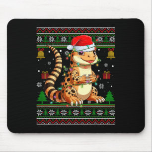 Cute Leopard Gecko Santa Hat Ugly Christmas Sweate Mouse Mat