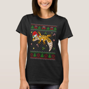 Cute Leopard Gecko Santa Hat Ugly Christmas Sweate T-Shirt