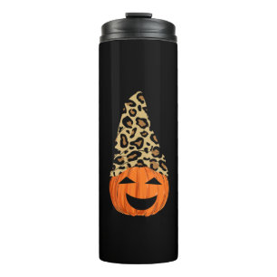 Cute Leopard Hat Pumpkin Thermal Tumbler