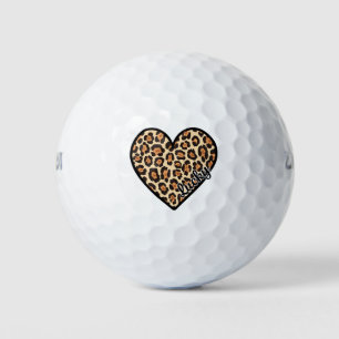 Cute Leopard Heart Valentine's Day gift Golf Balls