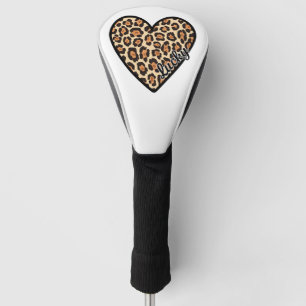 Cute Leopard Heart Valentine's Day gift Golf Head Cover