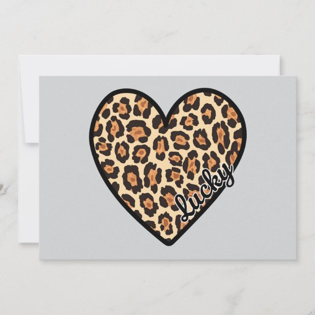 Cute Leopard Heart Valentine's Day gift Holiday Card (Front)