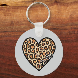 Cute Leopard Heart Valentine's Day gift Key Ring