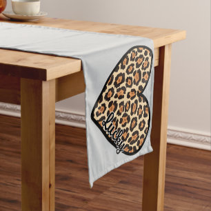 Cute Leopard Heart Valentine's Day gift Short Table Runner