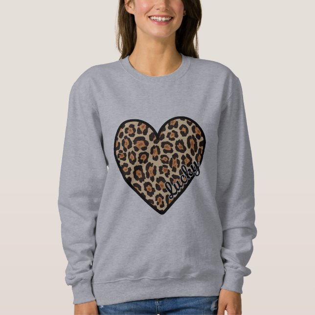 Cute Leopard Heart Valentine's Day gift Sweatshirt (Front)