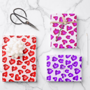 Cute Leopard Hearts Pattern Valentine's Day Wrapping Paper Sheet