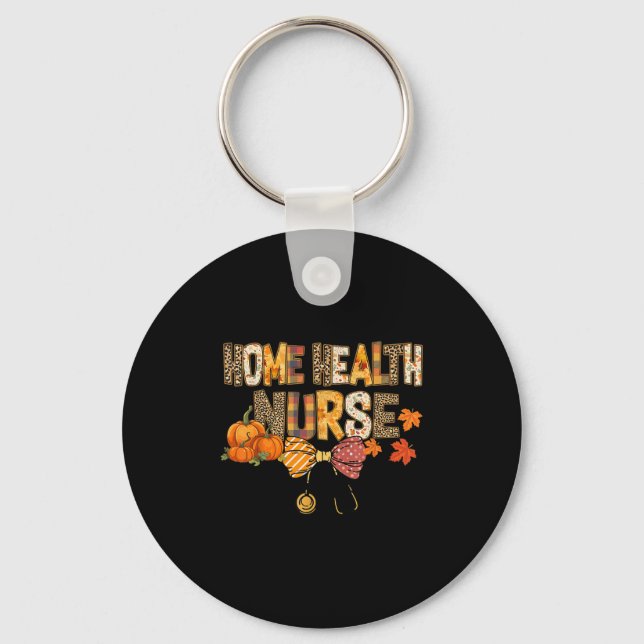 Cute Leopard Home Health Nurse Stethocope Fall Coq Key Ring (Front)