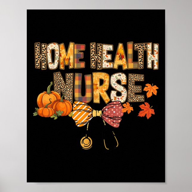 Cute Leopard Home Health Nurse Stethocope Fall Coq Poster (Front)