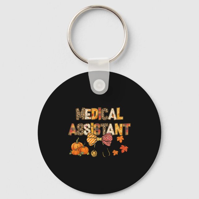 Cute Leopard Medical Istant Stethocope Fall Coquet Key Ring (Front)