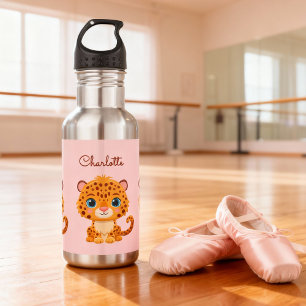 Cute Leopard Nursery Kids Animal Illustration 532 Ml Water Bottle