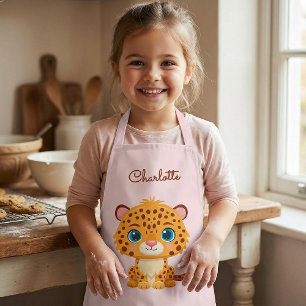 Cute Leopard Nursery Kids Animal Illustration Apron
