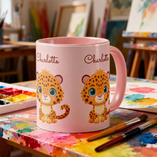 Cute Leopard Nursery Kids Animal Illustration Mug