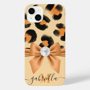 Cute Leopard Print and Bow iPhone 14 Plus Case