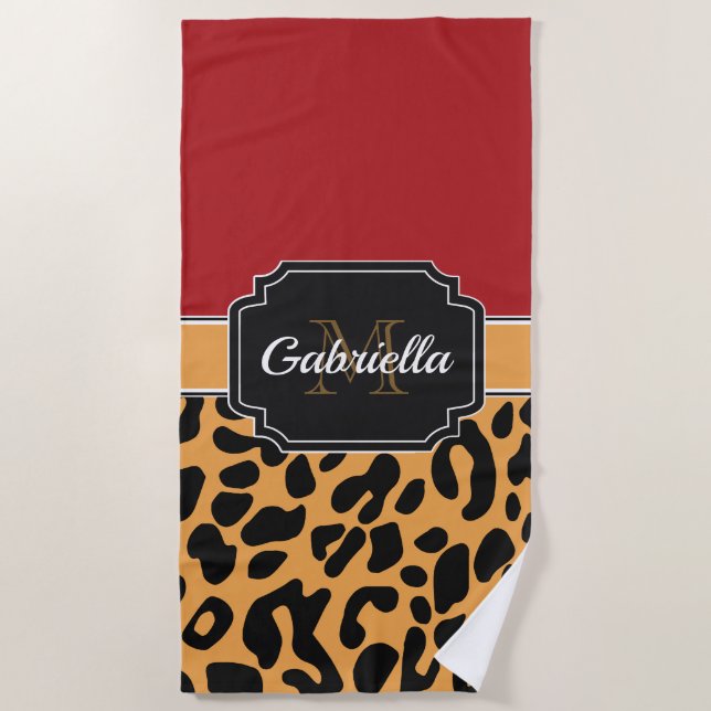 Cute Leopard Print Beach Towel (Front)